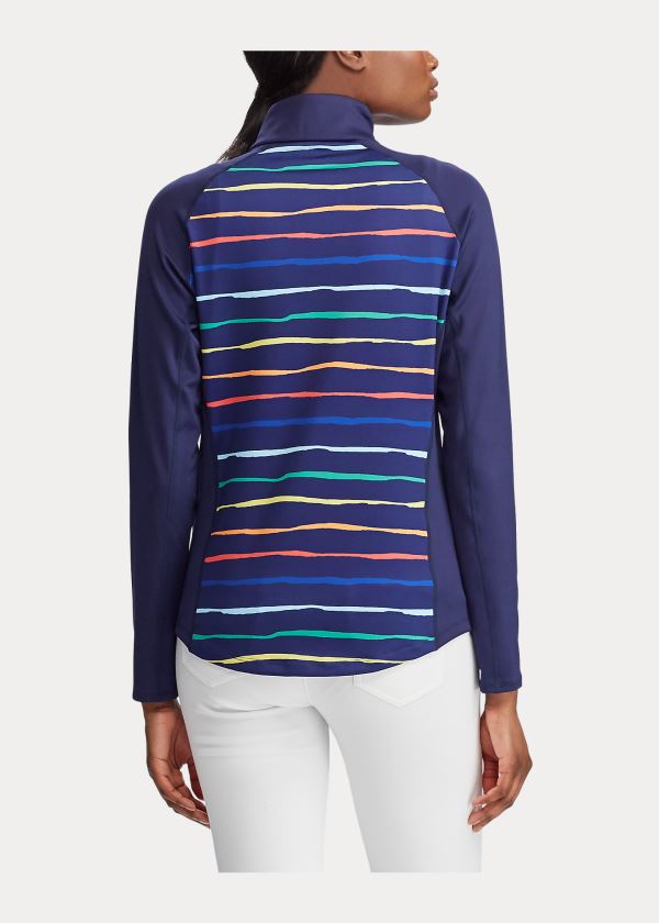 Ralph Lauren Half-Zip Golfové Pullover Tmavě Blankyt Proužek | 7HQJzsQz