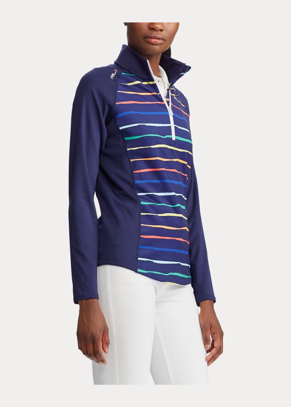 Ralph Lauren Half-Zip Golfové Pullover Tmavě Blankyt Proužek | 7HQJzsQz