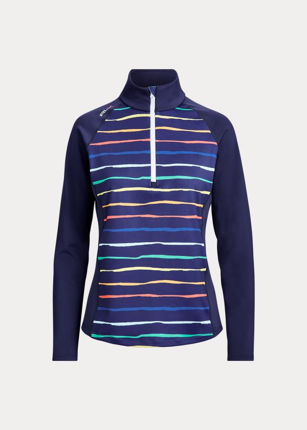 Ralph Lauren Half-Zip Golfové Pullover Tmavě Blankyt Proužek | 7HQJzsQz