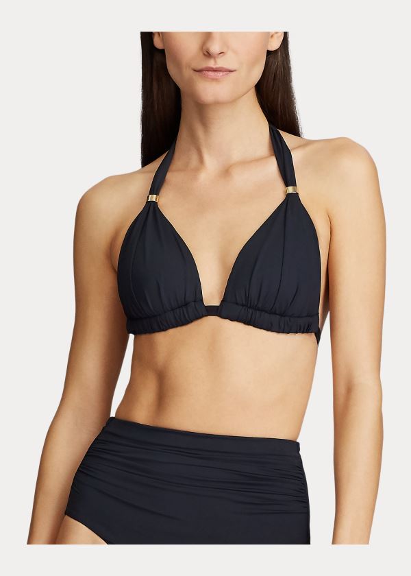 Ralph Lauren Halter Bikiny Top Černé | EZKNlXzP