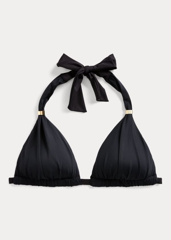 Ralph Lauren Halter Bikiny Top Černé | EZKNlXzP