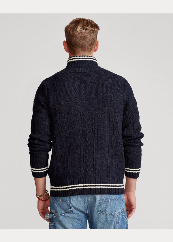 Ralph Lauren Hand-Embroidered Svetrové Tmavě Blankyt Krém | crH5dbjm