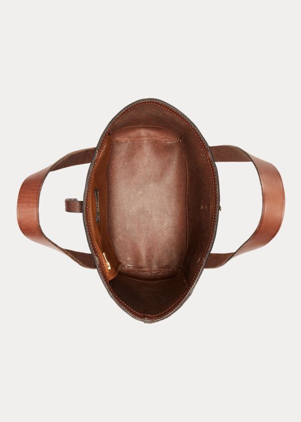 Ralph Lauren Hand-Tooled Læder Tote Hnědé | gUo4X3ju