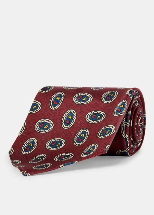 Ralph Lauren Handmade Silk Foulard Tie Vínové | n3iRKRVC