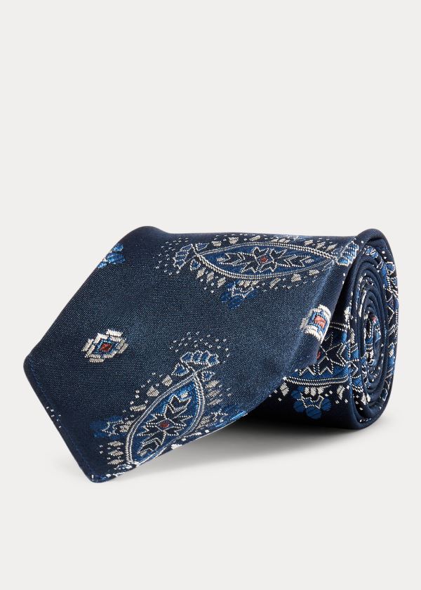 Ralph Lauren Handmade Silk Jacquard Tie Tmavě Blankyt Světle Blankyt Viacfarebný | Ne0dyG6G
