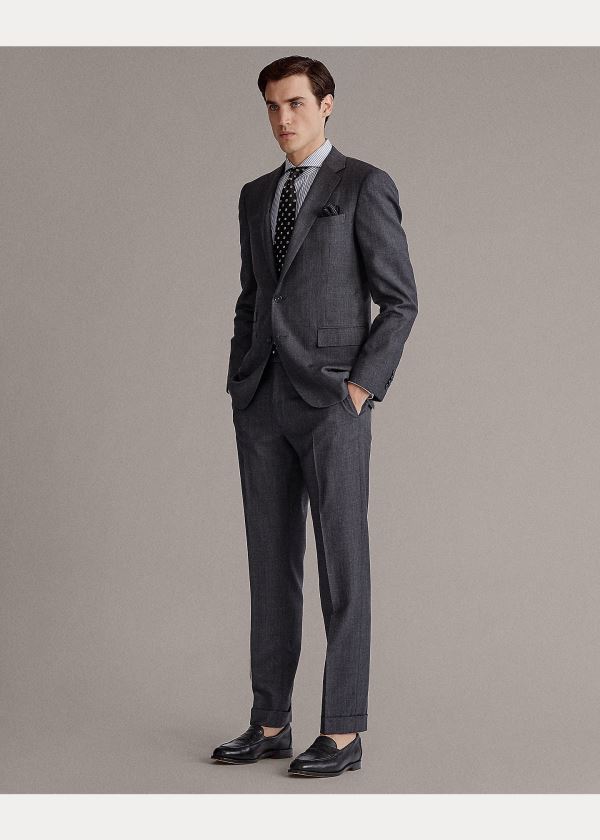 Ralph Lauren Handmade Wool Sharkskin Suit Tmavě Šedé | mFjqtMoP