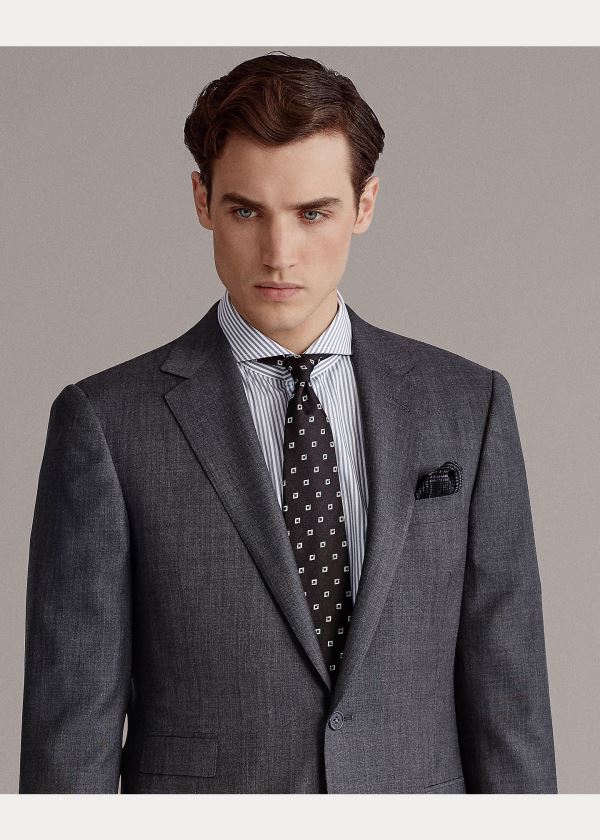 Ralph Lauren Handmade Wool Sharkskin Suit Tmavě Šedé | mFjqtMoP