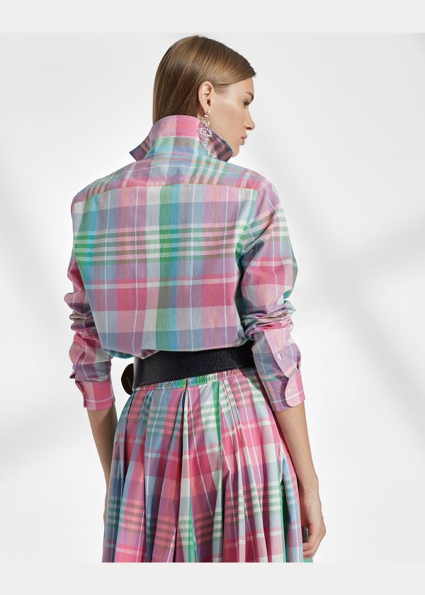 Ralph Lauren Hannah Bavlněné Madras Shirt Růžové Zelene | CPTDBejO