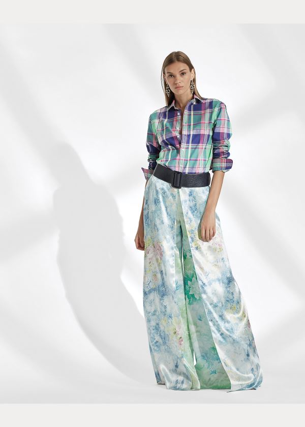 Ralph Lauren Hannah Bavlněné Madras Shirt Zelene Tmavě Blankyt Viacfarebný | DNBbJbSd
