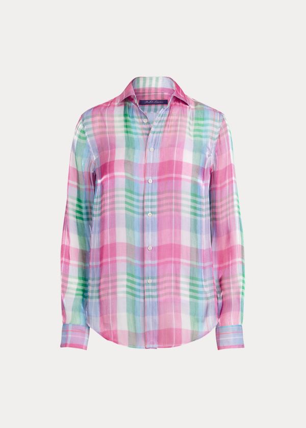 Ralph Lauren Hannah Madras Shirt Růžové Zelene Viacfarebný | ro3uoUb7