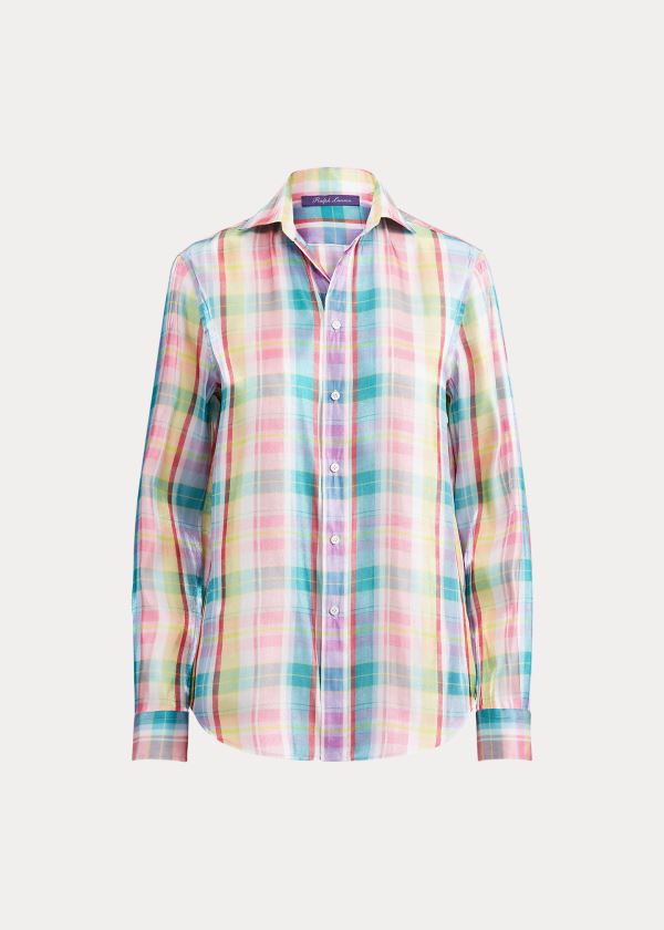 Ralph Lauren Hannah Madras Shirt Žluté Fialové Viacfarebný | RhK3Ob47