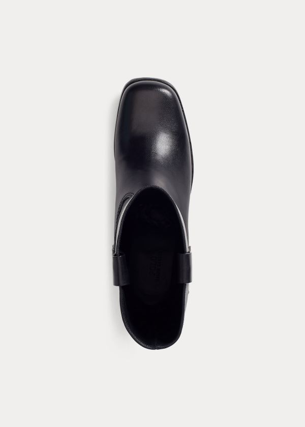 Ralph Lauren Harness Læder Boot Černé | 7PG6wtQy
