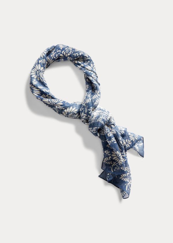 Ralph Lauren Hawaiian Floral Linen Scarf Krém Blankyt | TzHZrNAG