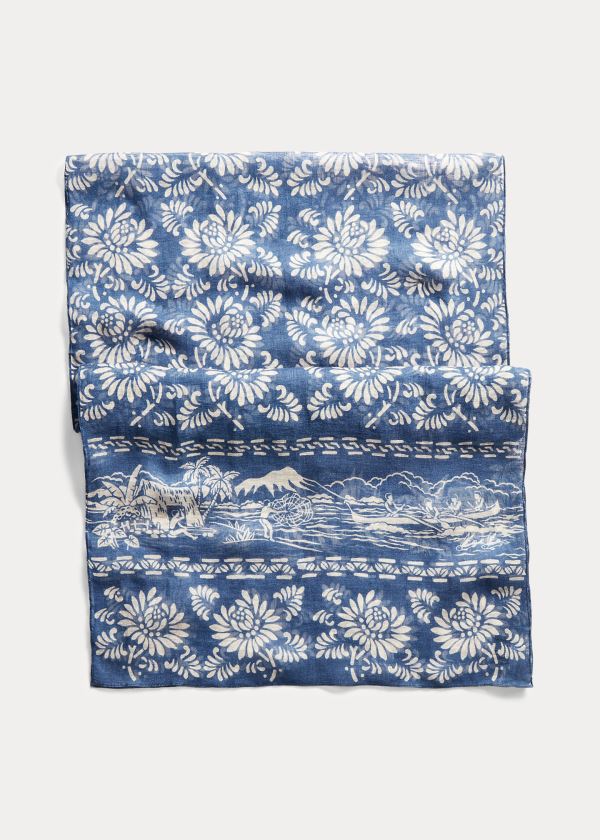 Ralph Lauren Hawaiian Floral Linen Scarf Krém Blankyt | TzHZrNAG