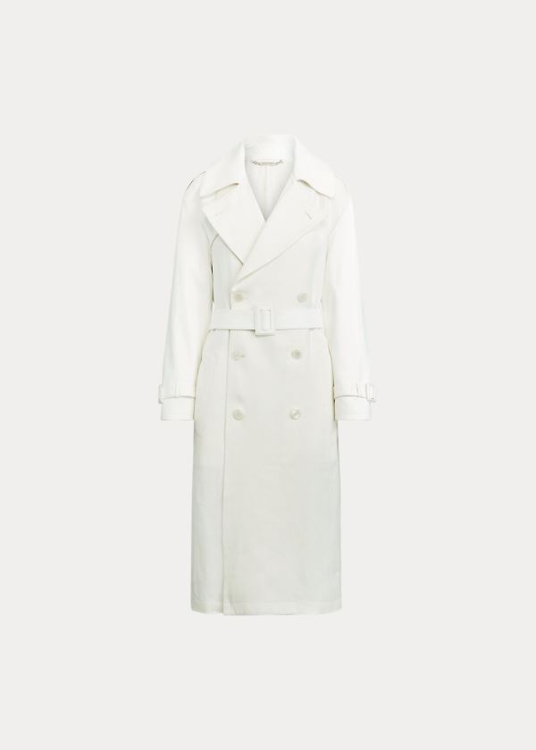 Ralph Lauren Hays Læder-Trim Trench Coat Bílé | U10v47ky