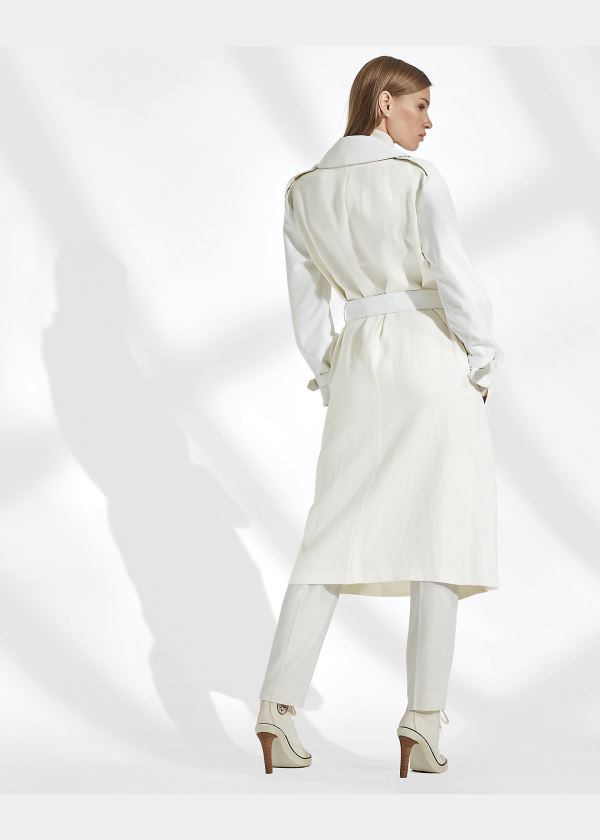 Ralph Lauren Hays Læder-Trim Trench Coat Bílé | U10v47ky