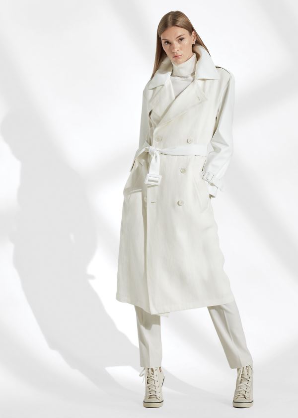 Ralph Lauren Hays Læder-Trim Trench Coat Bílé | U10v47ky