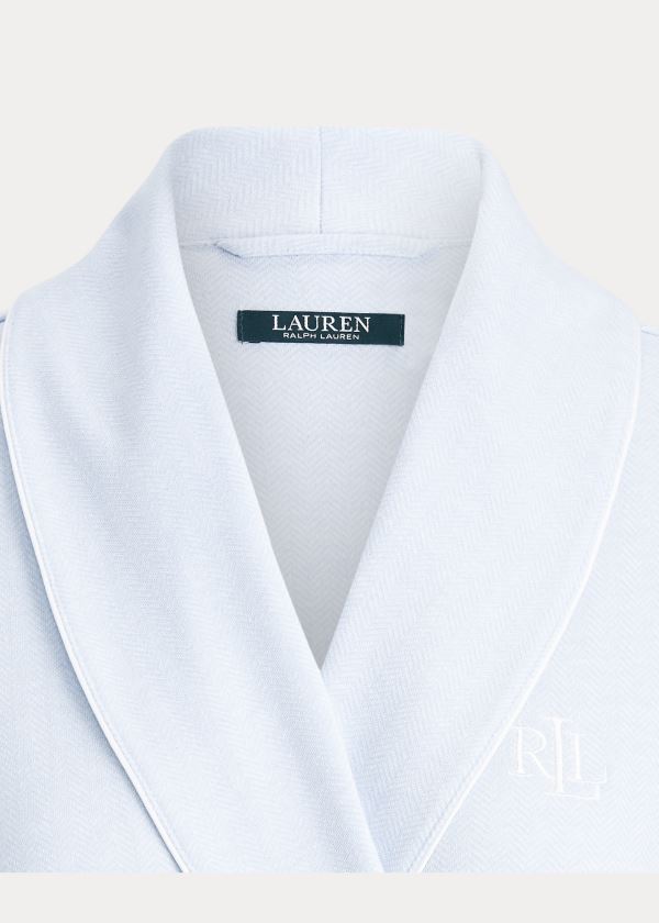 Ralph Lauren Herringbone Bavlněné-Blend Robe Blankyt | 58Q0jv0D