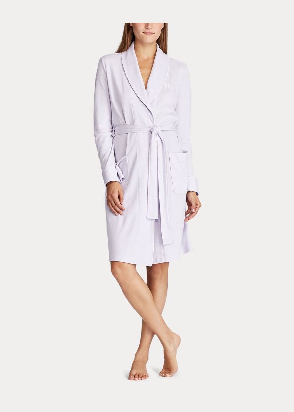 Ralph Lauren Herringbone Bavlněné-Blend Robe Fialové | Vm7dJ47E