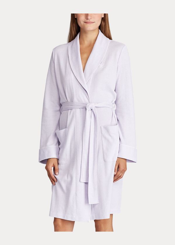 Ralph Lauren Herringbone Bavlněné-Blend Robe Fialové | Vm7dJ47E