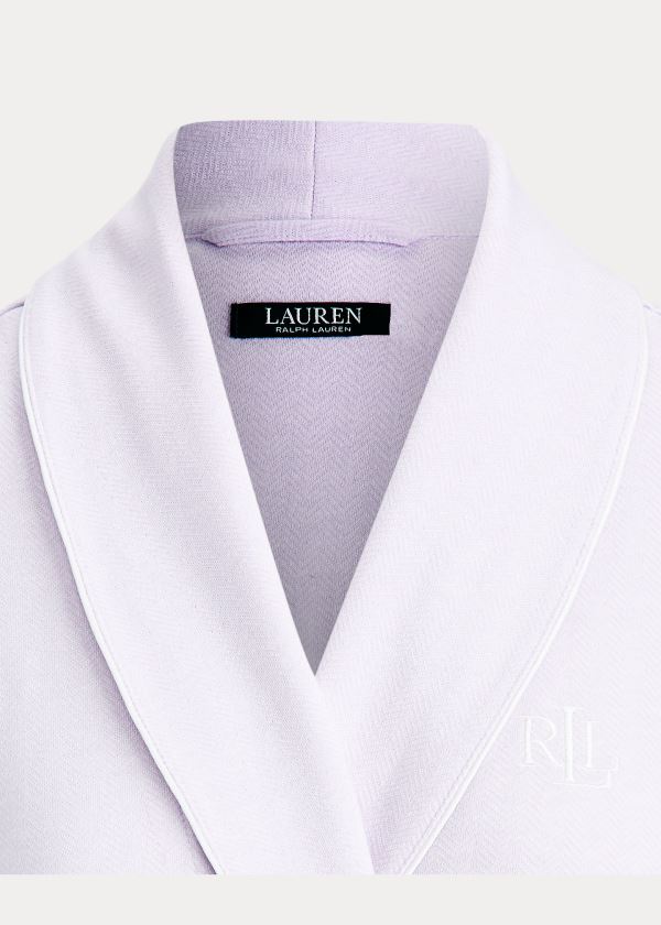 Ralph Lauren Herringbone Bavlněné-Blend Robe Fialové | Vm7dJ47E