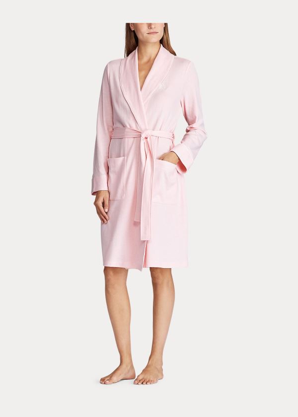 Ralph Lauren Herringbone Bavlněné-Blend Robe Růžové | Wr12IsHP