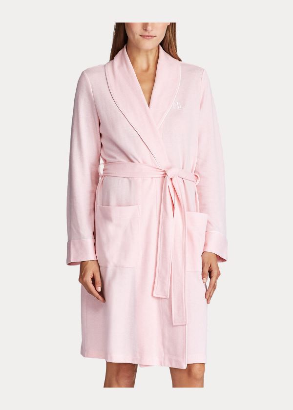Ralph Lauren Herringbone Bavlněné-Blend Robe Růžové | Wr12IsHP