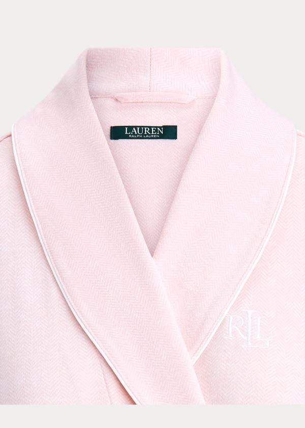 Ralph Lauren Herringbone Bavlněné-Blend Robe Růžové | Wr12IsHP