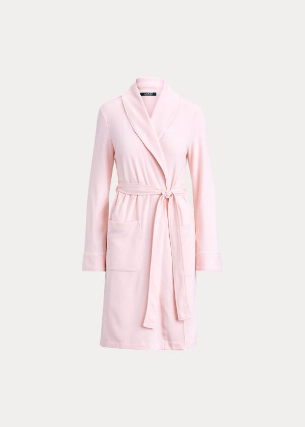 Ralph Lauren Herringbone Bavlněné-Blend Robe Růžové | Wr12IsHP