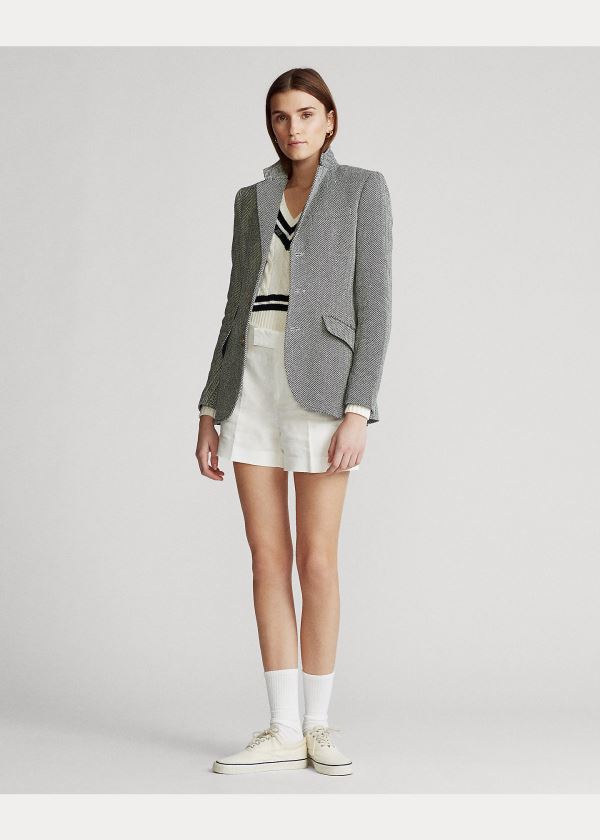 Ralph Lauren Herringbone Blazer Šedé Krém | YxLRimxq