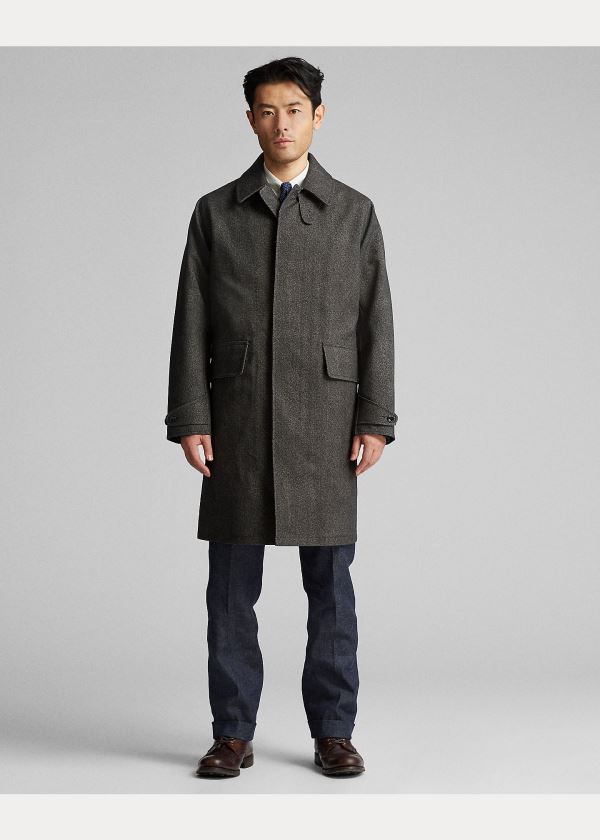 Ralph Lauren Herringbone-Print Raincoat Tmavě Šedé | 1td1EXLs