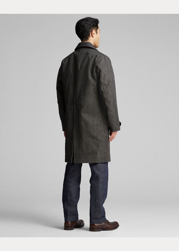Ralph Lauren Herringbone-Print Raincoat Tmavě Šedé | 1td1EXLs