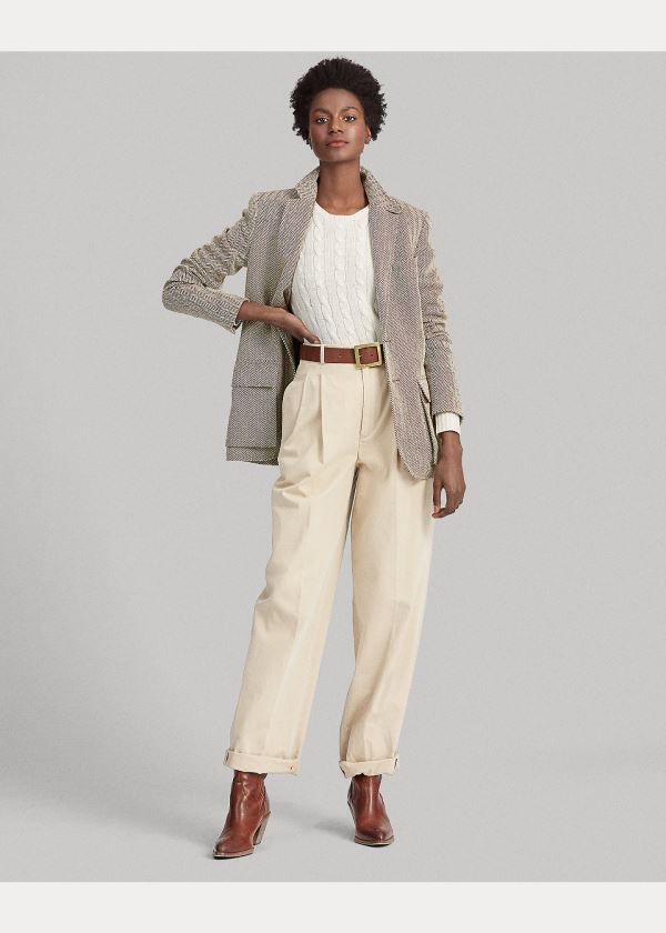 Ralph Lauren Herringbone Silk-Blend Blazer Hnědé Šedé | CAFqM2fy