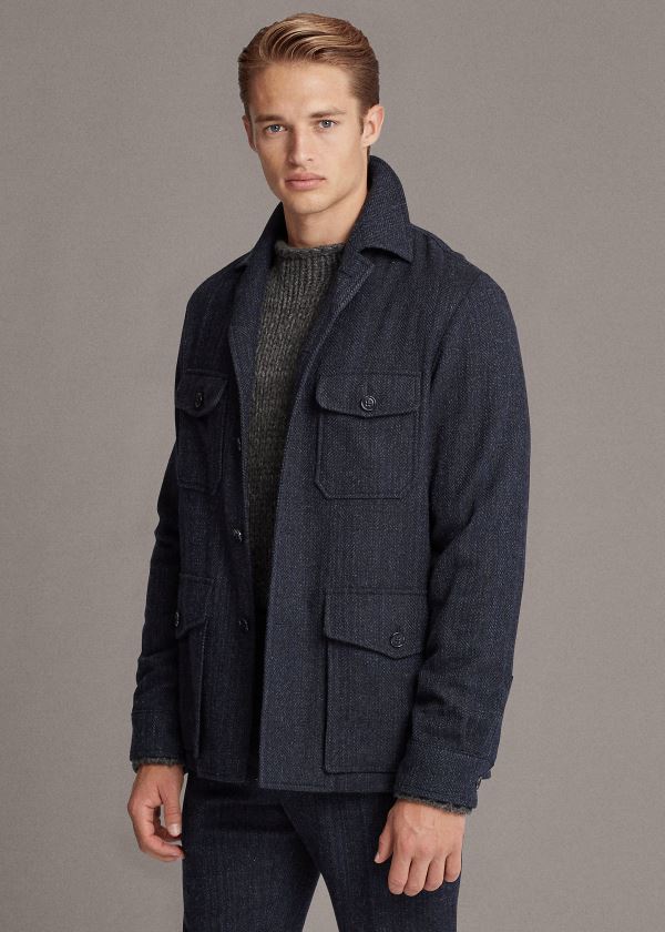 Ralph Lauren Herringbone Suit Jacket Černé Tmavě Blankyt | X4yW9rvV