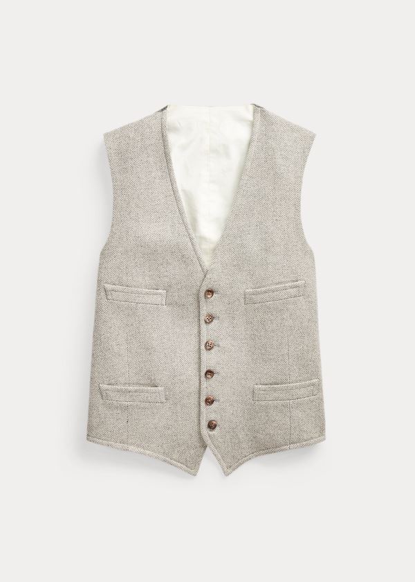 Ralph Lauren Herringbone Wool-Blend Vest Šedé Krém | IjVOBlrq