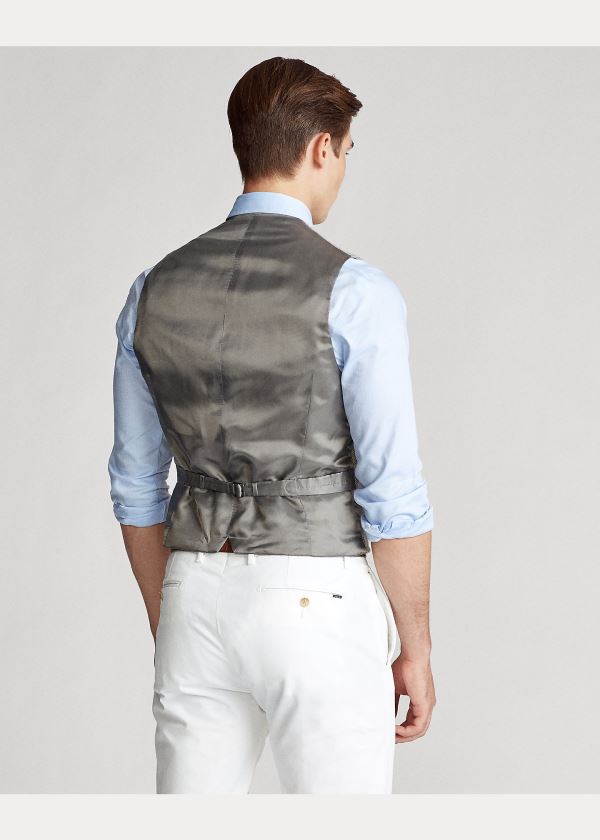 Ralph Lauren Herringbone Wool-Blend Vest Šedé Krém | IjVOBlrq