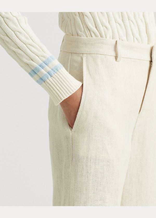 Ralph Lauren Herringbone Široké-Leg Pant Krém | tSNTXQxK