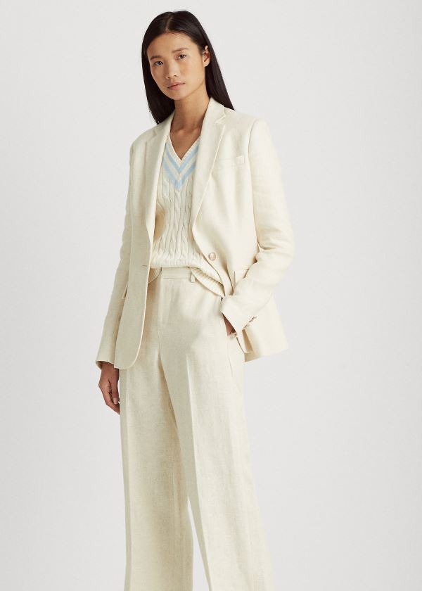 Ralph Lauren Herringbone Široké-Leg Pant Krém | tSNTXQxK