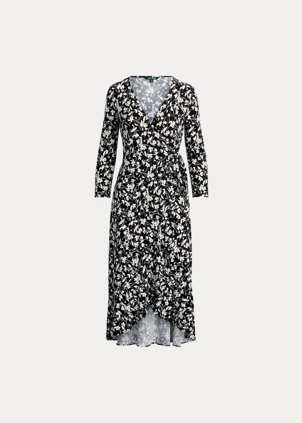 Ralph Lauren High-Low Jersey Šaty Černé Bílé | 1REuYVG8