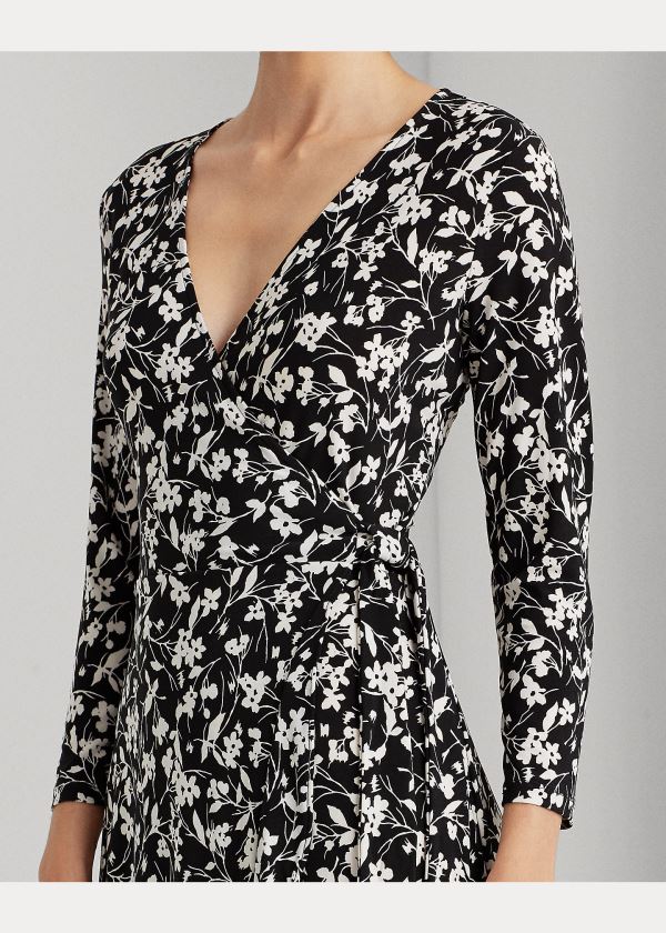 Ralph Lauren High-Low Jersey Šaty Černé Bílé | 1REuYVG8