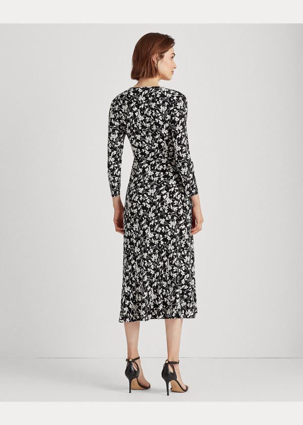 Ralph Lauren High-Low Jersey Šaty Černé Bílé | Y1XxA8ng