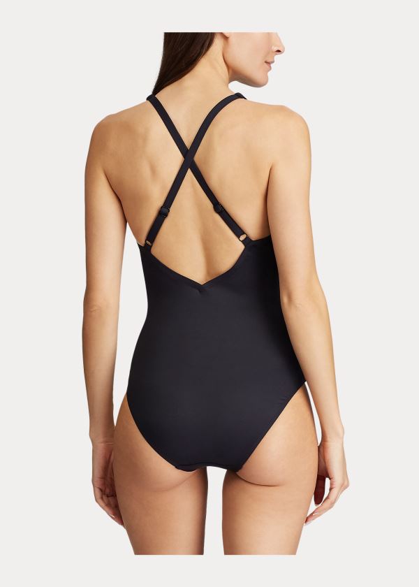 Ralph Lauren High-Neck One-Piece Černé | OIunpL26