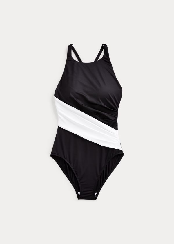 Ralph Lauren High-Neck One-Piece Černé | OIunpL26