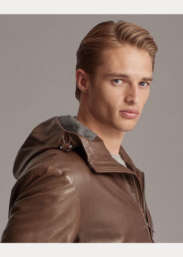 Ralph Lauren Hillcrest Læder Hoodie Hnědé | Q2ZIdyZD