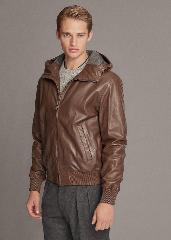 Ralph Lauren Hillcrest Læder Hoodie Hnědé | Q2ZIdyZD