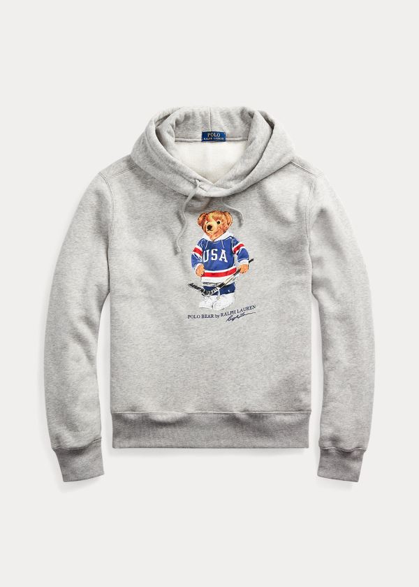 Ralph Lauren Hockey Bear Fleece Hoodie Šedé | J10546ZD