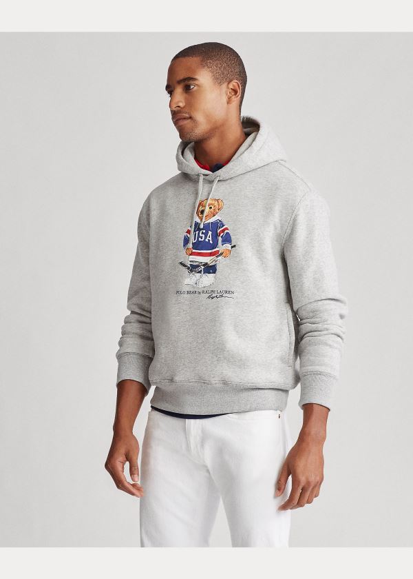 Ralph Lauren Hockey Bear Fleece Hoodie Šedé | J10546ZD