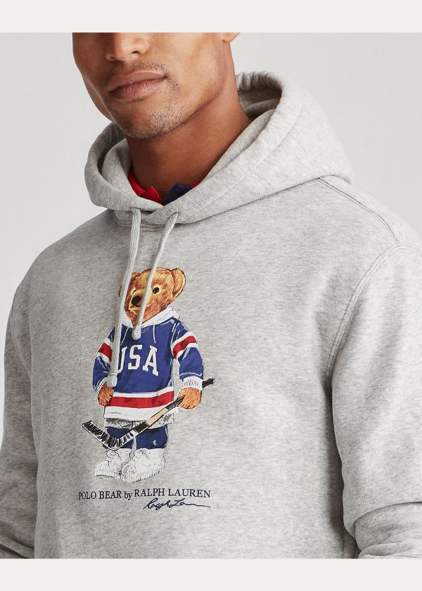 Ralph Lauren Hockey Bear Fleece Hoodie Šedé | J10546ZD