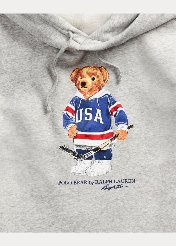 Ralph Lauren Hockey Bear Fleece Hoodie Šedé | J10546ZD