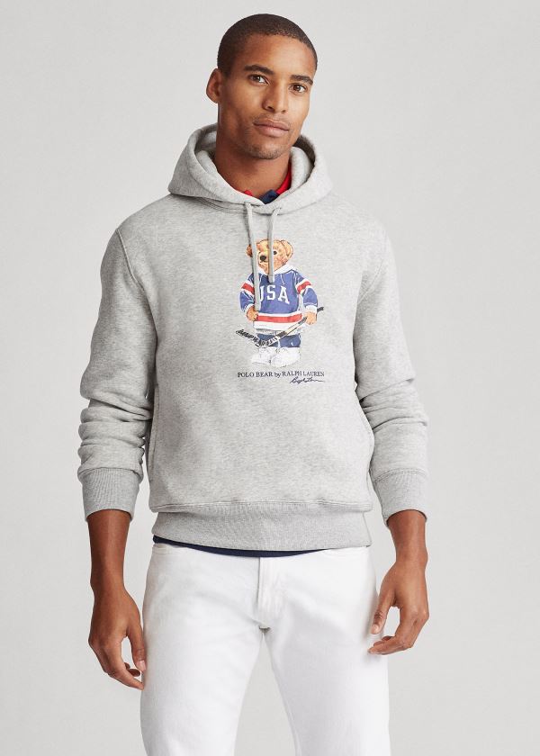 Ralph Lauren Hockey Bear Fleece Hoodie Šedé | J10546ZD
